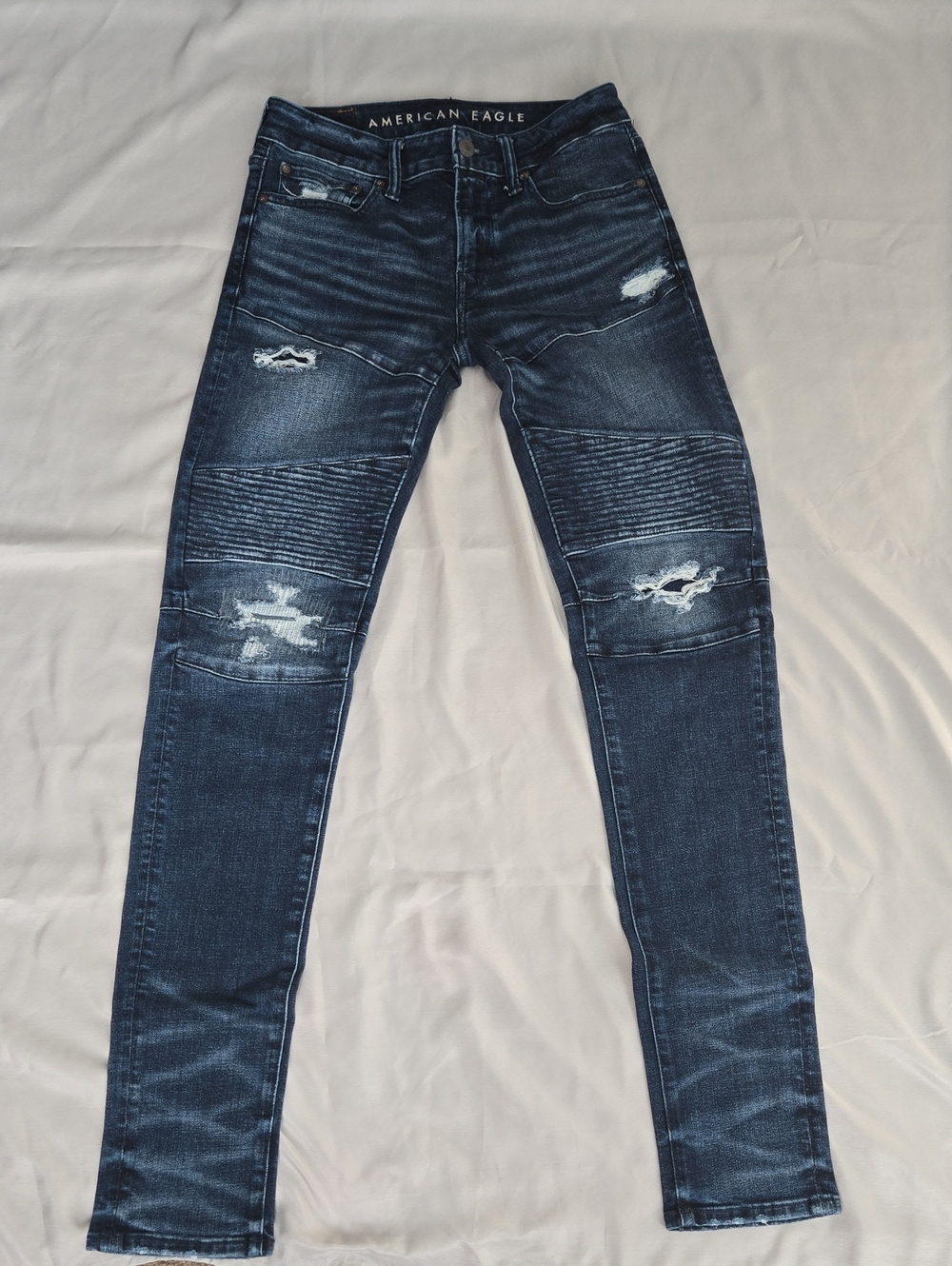 American Eagle Outfitters Men’s Skinny Biker Jeans - Dark Blue Wash